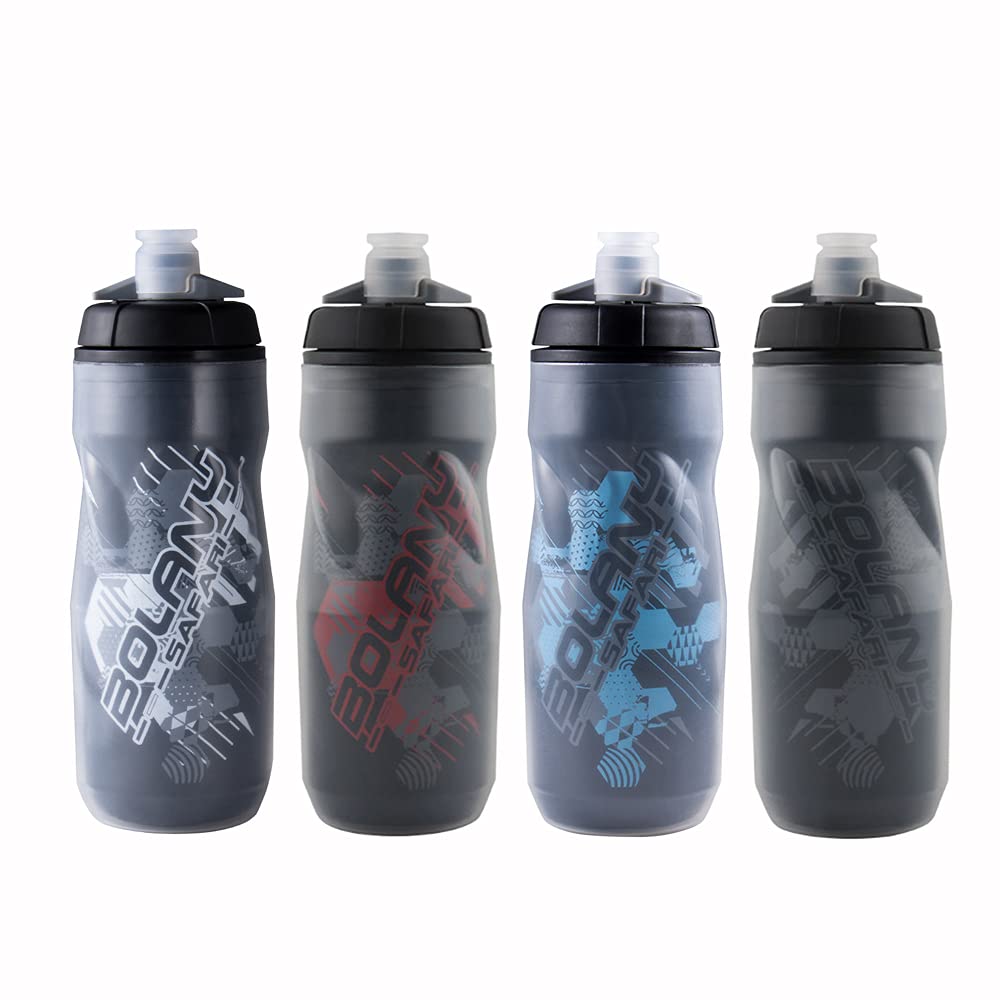Lightweight 600ml/20oz BPA Free Bike Water Bottle - Leak Proof Squeeze Design for Cycling, Outdoor Sports & Fitness (Black-Gray) | Perfect for Road Bikes, Mountain Biking & Gym Workouts