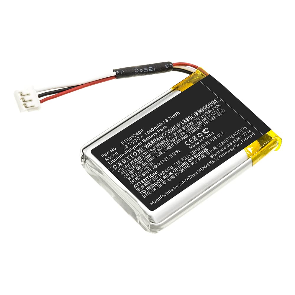 Synergy Digital Wireless Headset Battery - Replacement for Turtle FT083040P Headset (Li-Polymer 3.7V 1000mAh) | Long-Lasting Power for Office, Call Center & Customer Service Professionals
