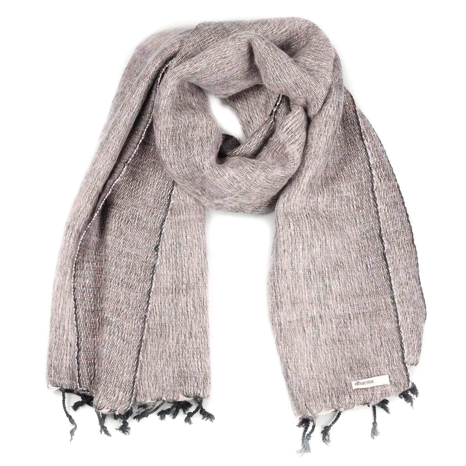 Gray and Pink Himalayan Scarf - Soft Wool Wrap for Women - Perfect for Yoga, Meditation & Winter Fashion Accessories