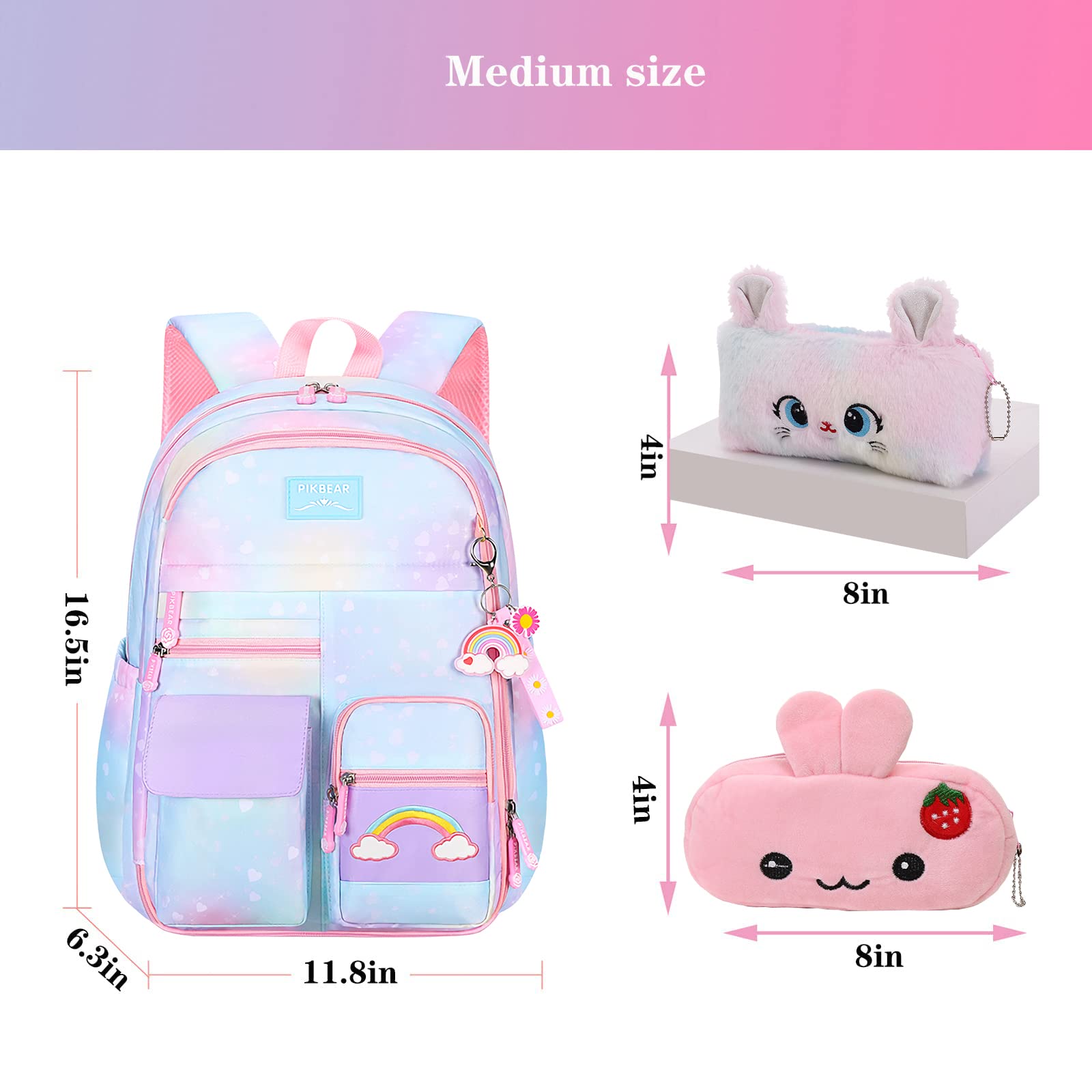 **Cute Rainbow Backpack for Girls & Kids - Aesthetic Starry School Backpack with Pen Holder, Laptop Travel Bag for Students, Teens, and Daily Use**