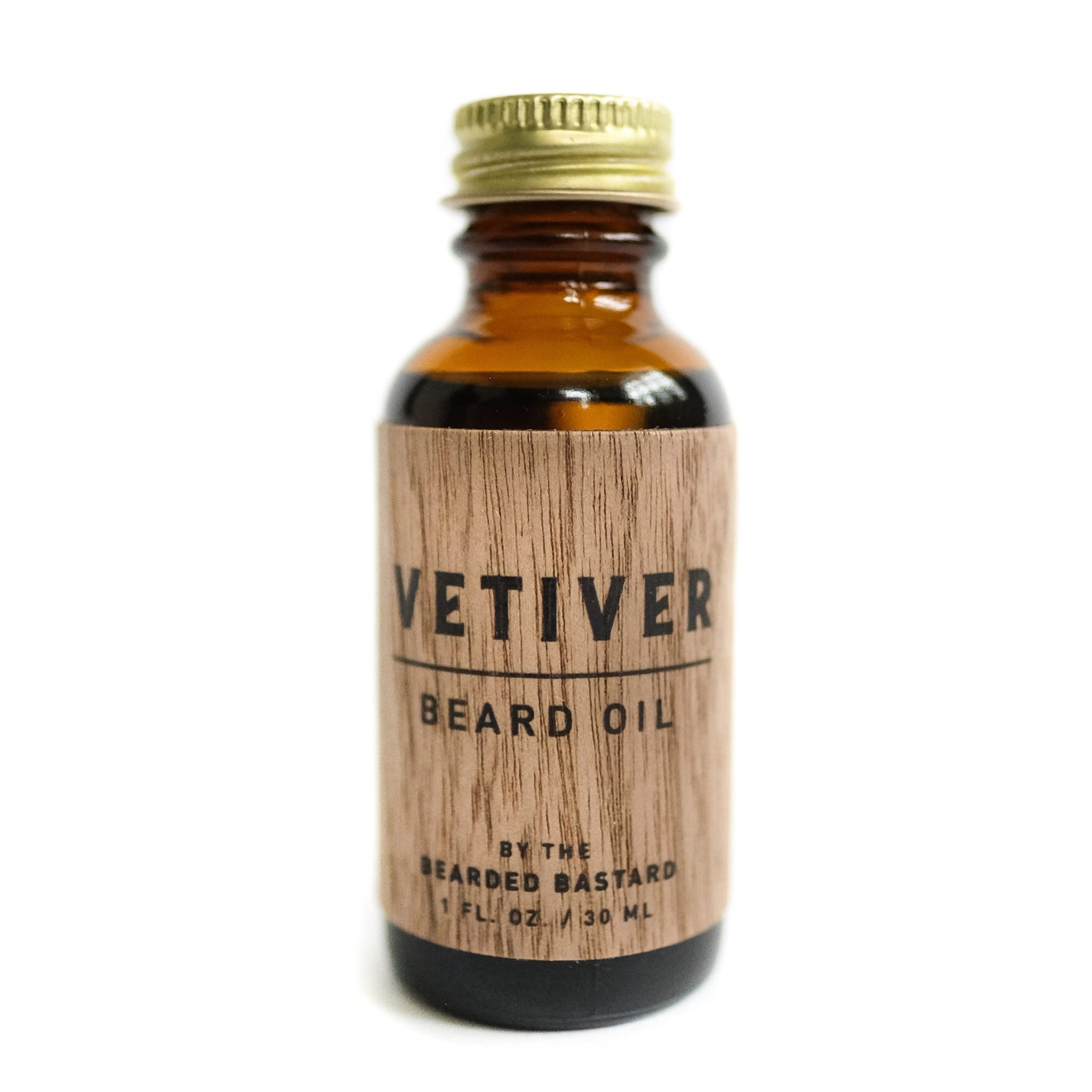 Premium Vetiver Beard Oil for Men by The Bearded Bastard | Leave-In Conditioner Softens Facial Hair & Moisturizes Skin | Jojoba, Argan & Sweet Almond Oils (1 Oz) | Ideal for Daily Grooming & Beard Care Routine