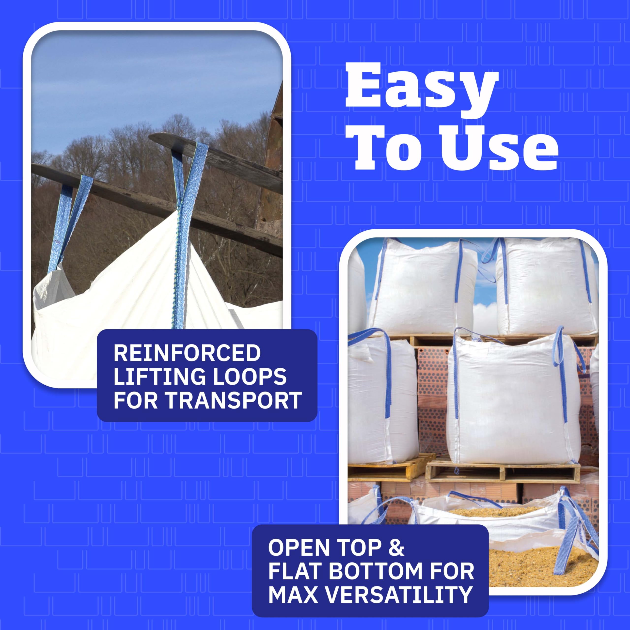 DURASACK 200-Gallon Heavy Duty Contractor Trash Bags - 10 Pack White Woven Polypropylene Demolition Debris Bags for Construction, Yard Waste & Bulk Trash - Holds 2200 lbs - Perfect for Job Sites, Home Renovations & Large Cleanup Projects