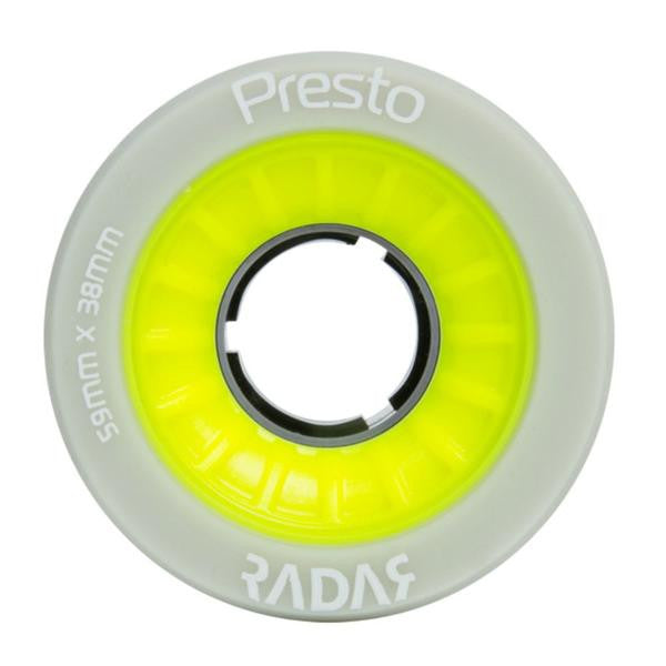 Radar Presto 59mm Quad Wheels - 4 Pack Set for Roller Skates, Skateboards & Scooters - High Performance Outdoor & Indoor Sports Wheels