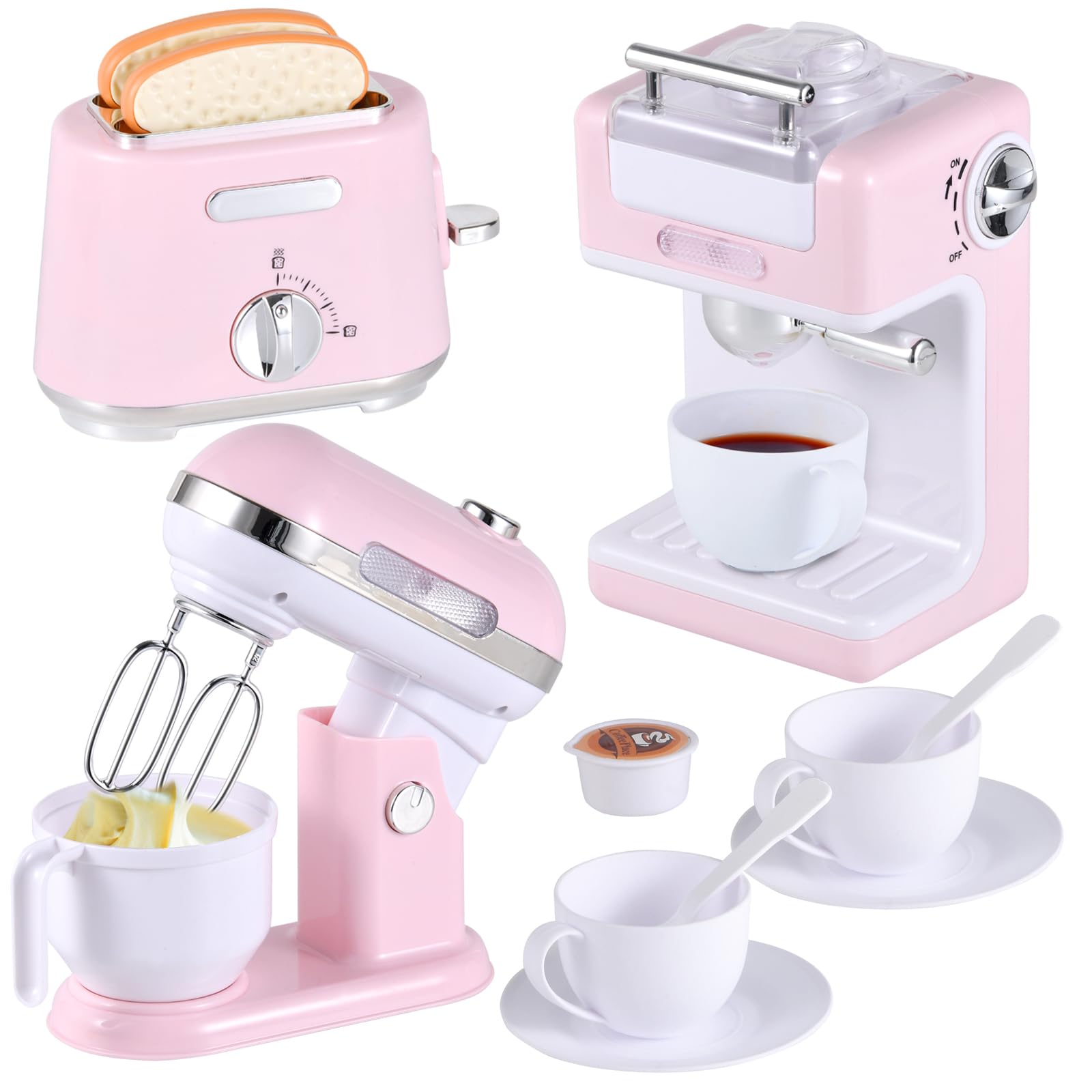 Ehome Kids Pretend Play Kitchen Toy Set with Coffee Maker, Mixer & Toaster - Realistic Kitchen Appliances & Accessories for Girls & Boys Ages 4-8 - Perfect for Role Play, Birthday Gifts & Preschool Learning Activities
