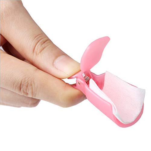 THR3E STROKES 10-Piece Plastic Acrylic Nail Art Soak Off Cap Clips - UV Gel Polish Remover Wraps for Manicure & Pedicure - Pink Nail Care Tools for Salon & Home Use