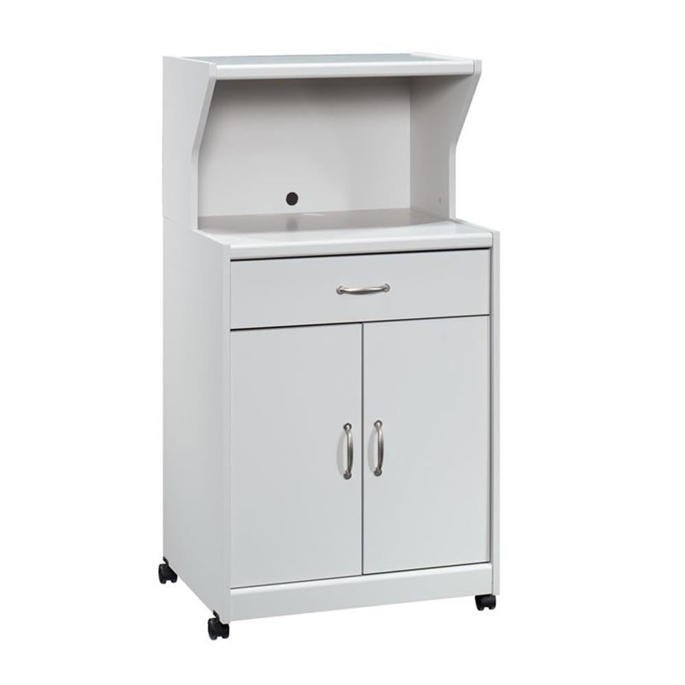 Pemberly Row Modern Gray Engineered Wood Microwave Kitchen Cart - Compact & Stylish Storage Solution for Small Kitchens & Apartments