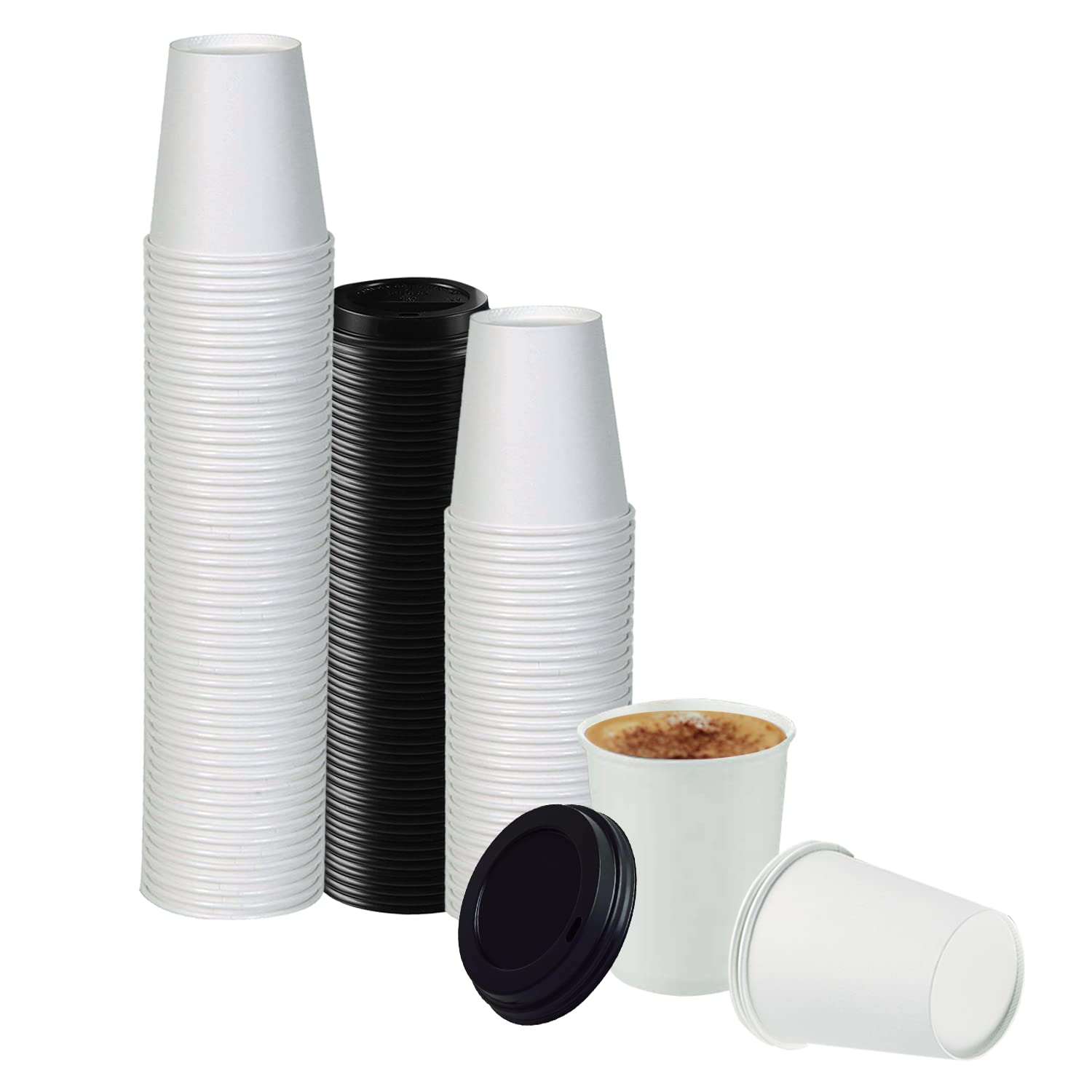 Smygoods 12oz Disposable Coffee Cups with Lids - 25 Pack Insulated Paper Cups for Hot & Cold Beverages, Coffee, Tea, Hot Chocolate - Perfect for Office, Cafes, Parties, and Takeout