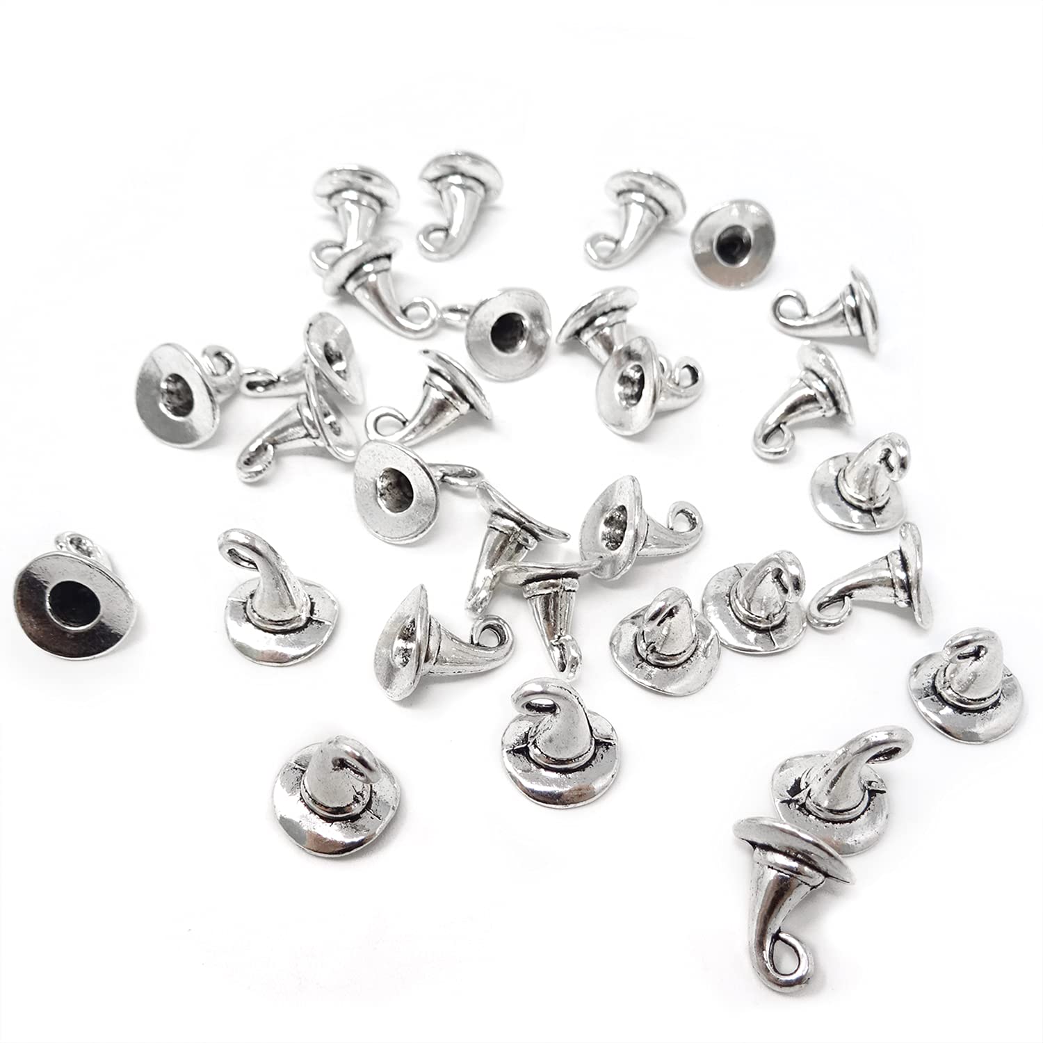 Honbay 30PCS Alloy Witch Hat Charms - Wizard Hat Pendants for DIY Jewelry Making (Earrings, Bracelets, Necklaces) - Perfect for Halloween, Christmas Crafts & Gothic Accessories