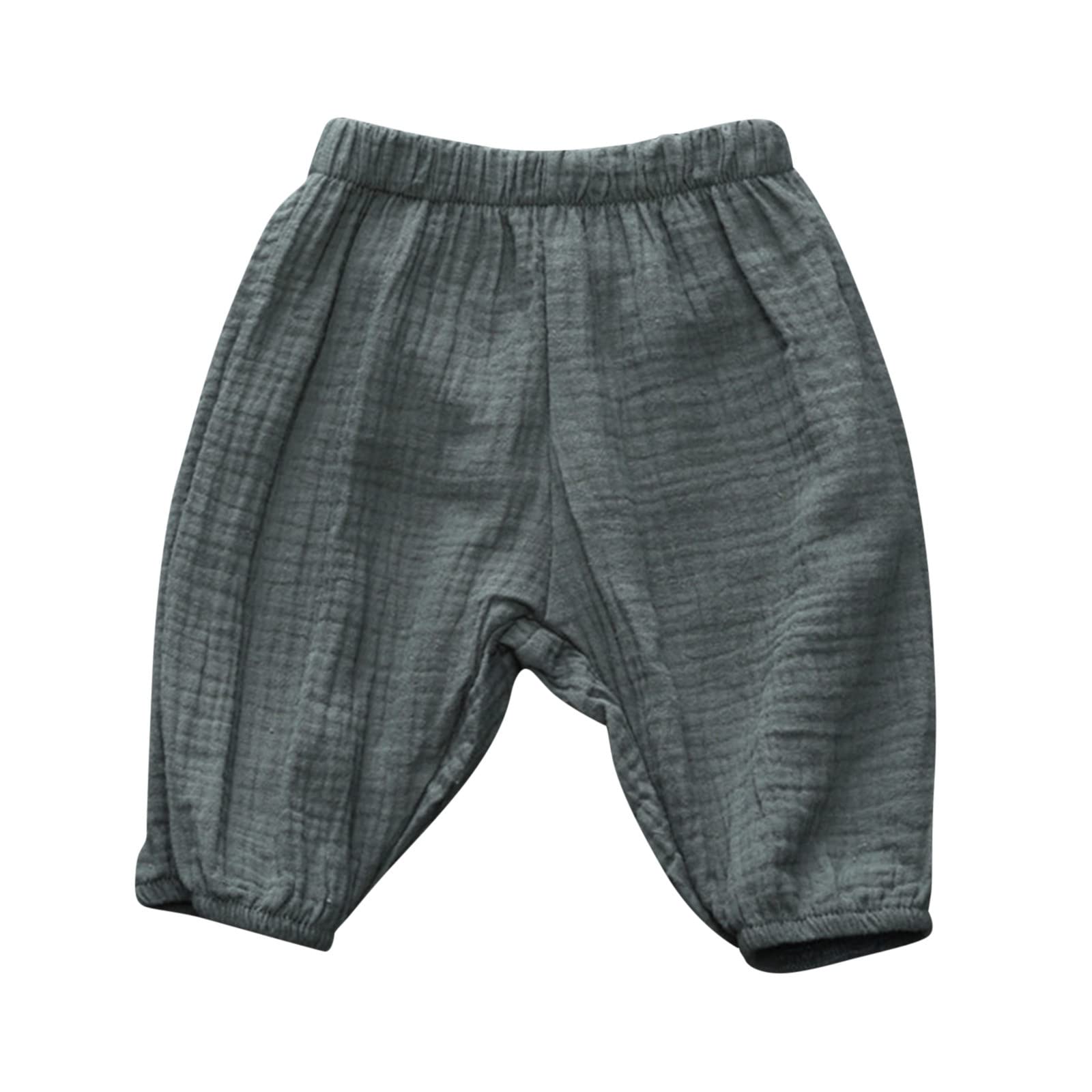 Boys Girls Cotton Linen Harem Pants - Soft Toddler Joggers with Elastic Waist (6M-3Y) | Loose Fit Casual Playwear for Daycare & Outdoor Activities