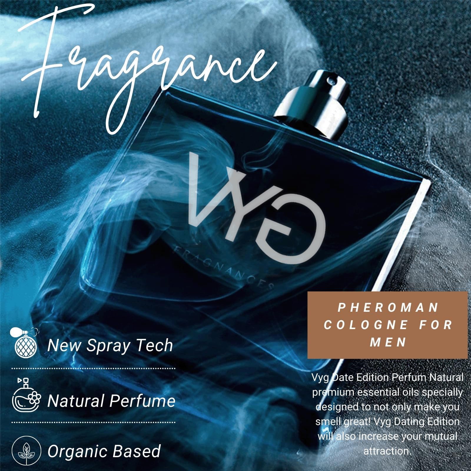 VYG Cologne for Men - Seductra Pheromone Perfume with Confidence & Charm, 50ml (1.7oz) - Long Lasting Fragrance for Date Night, Work & Special Occasions