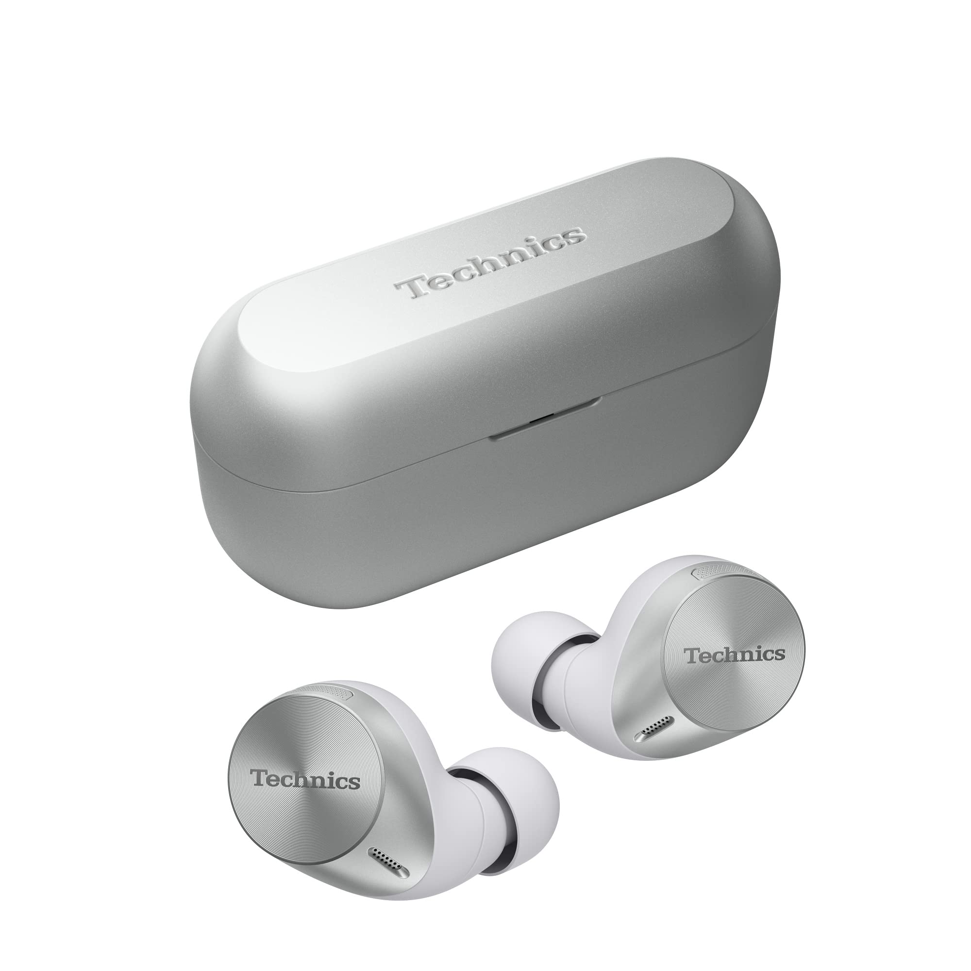Technics EAH-AZ60M2 Premium Wireless Earbuds with Active Noise Cancelling, Multipoint Bluetooth (3 Devices), Comfortable In-Ear Design, Wireless Charging Case - Silver | Perfect for Travel, Workouts & Commuting