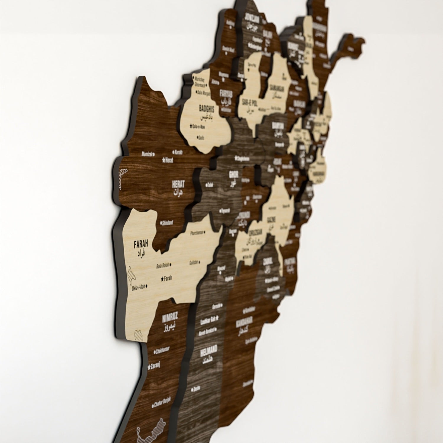 Handcrafted Wooden Wall Map of Afghanistan - Islamic Home Decor & Cultural Wall Art for Living Room, Office, or Prayer Space