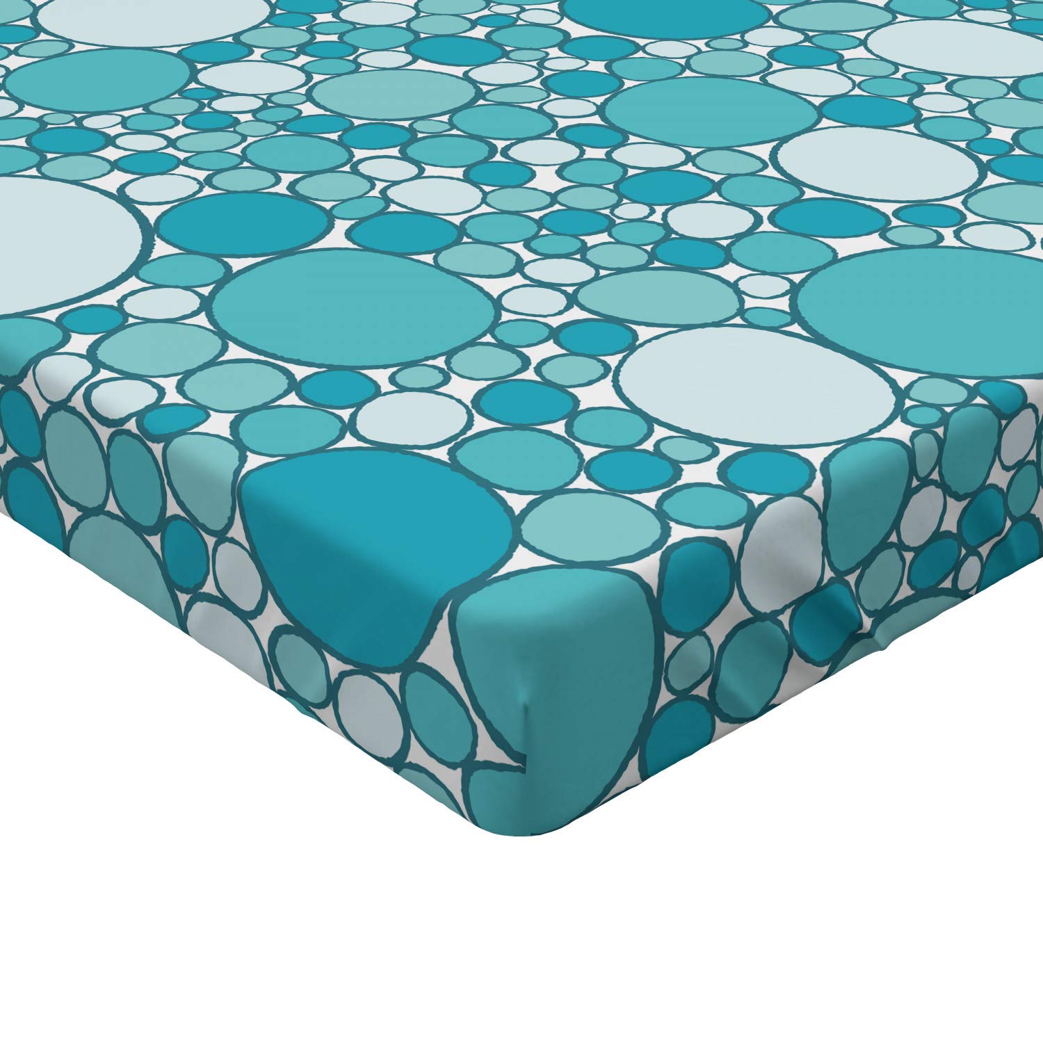 Ambesonne Abstract Fitted Sheet - Modern Aqua Bubble Pattern Deep Pocket Twin XL Bed Sheet - Turquoise Teal - Perfect for Guest Rooms, Dorms & Cozy Bedroom Decor