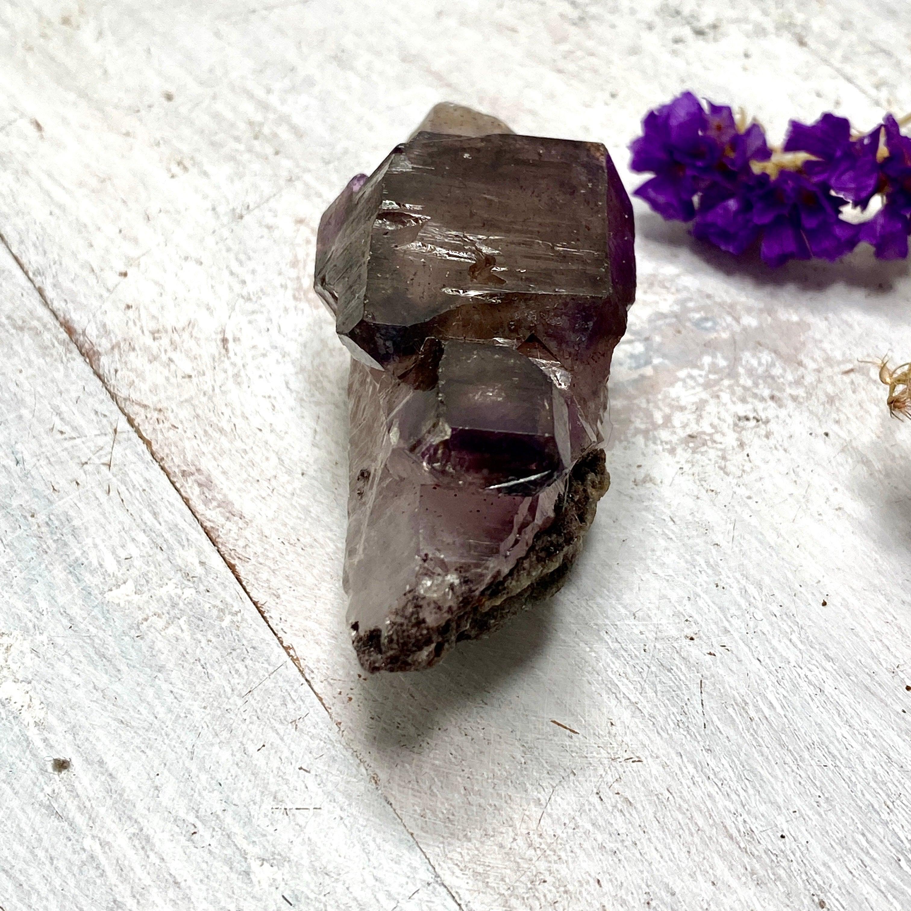 Natural Smokey Amethyst Quartz Crystal from Chiredzi, Africa - Healing Stone for Meditation, Yoga & Spiritual Growth (CR3176)