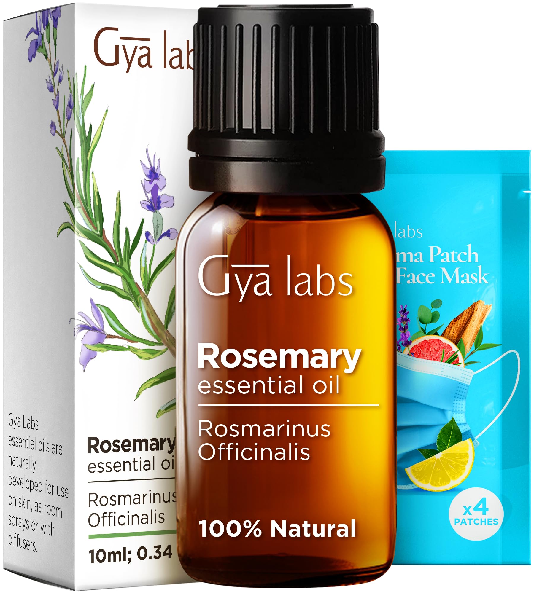 100% Pure Bergamot & Rosemary Essential Oil Set for Hair Growth - 2x0.34 fl oz Natural Aromatherapy Oils by Gya Labs - Perfect for Scalp Massage, DIY Hair Care & Relaxation Therapy