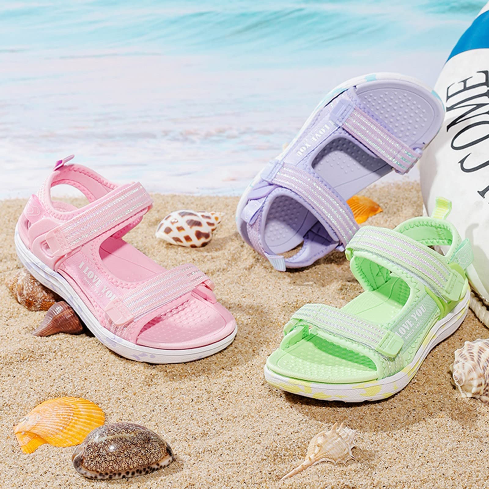 **Kids Beach Sandals for Girls - Soft Sole Lightweight Flat Sandals for Big Kids - Perfect for Summer, Pool, and Outdoor Play**