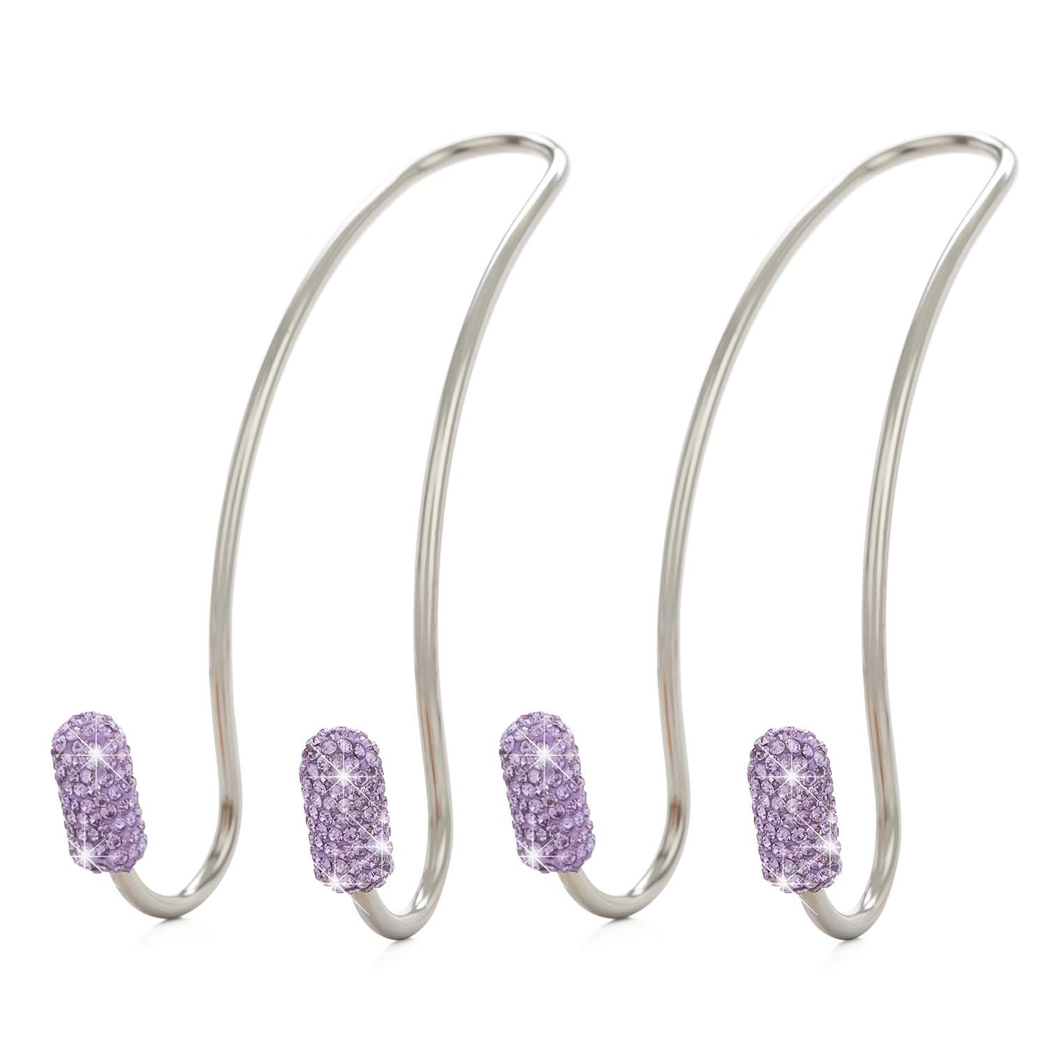 JOJOY LUX 2 Pack Car Seat Back Organizers with Bling Diamond Design - Universal Headrest Hooks & Hangers for Auto Backseat Storage - Heavy Duty Bag Organizer Rack (Light Purple) - Perfect for Road Trips, Family Travel & Daily Commute