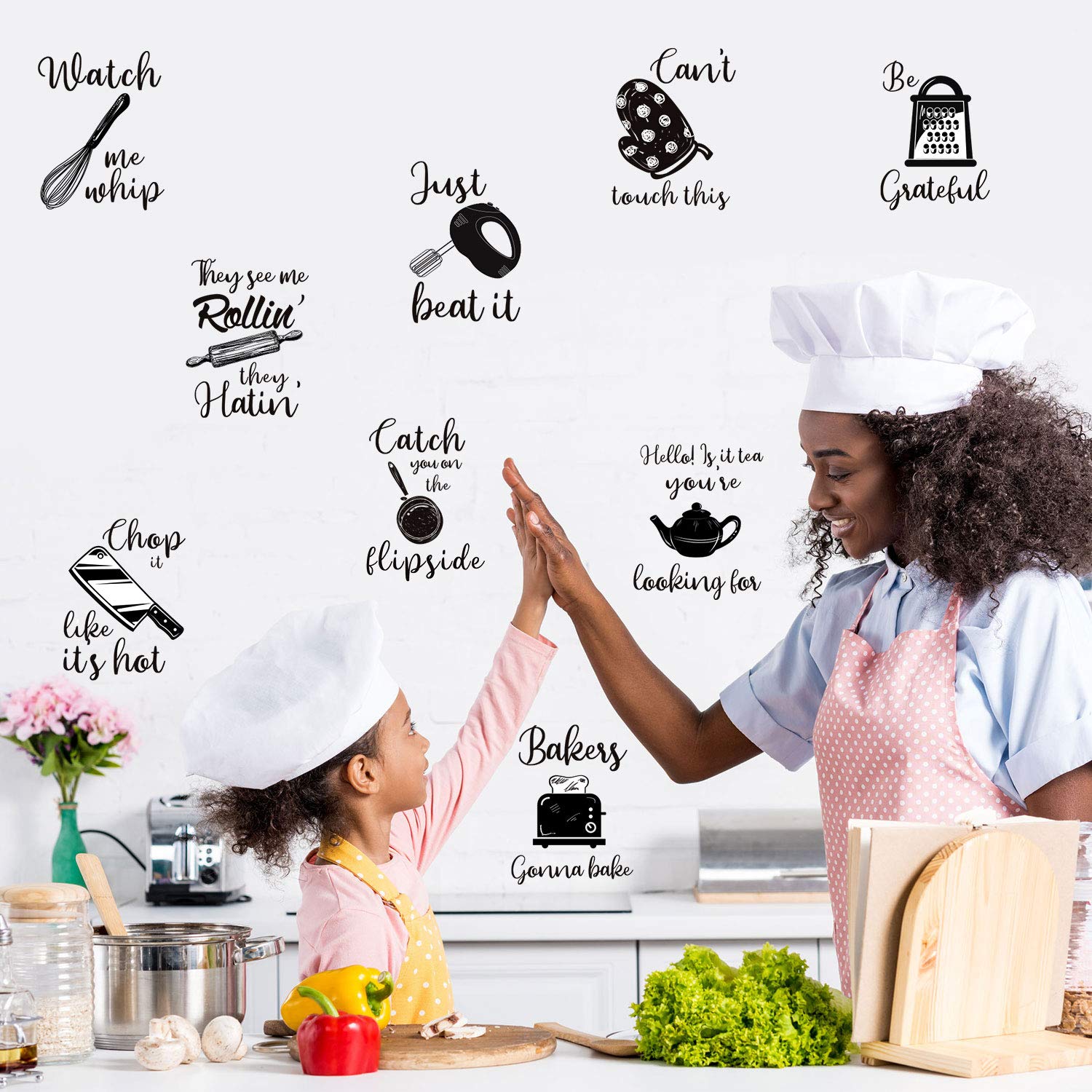 Kitchen Wall Decals with Inspirational Quotes - Vinyl Lettering Stickers for Kitchen, Dining Room, Baking Area & Restaurant Decor - Perfect for Home, Cafe and Commercial Spaces
