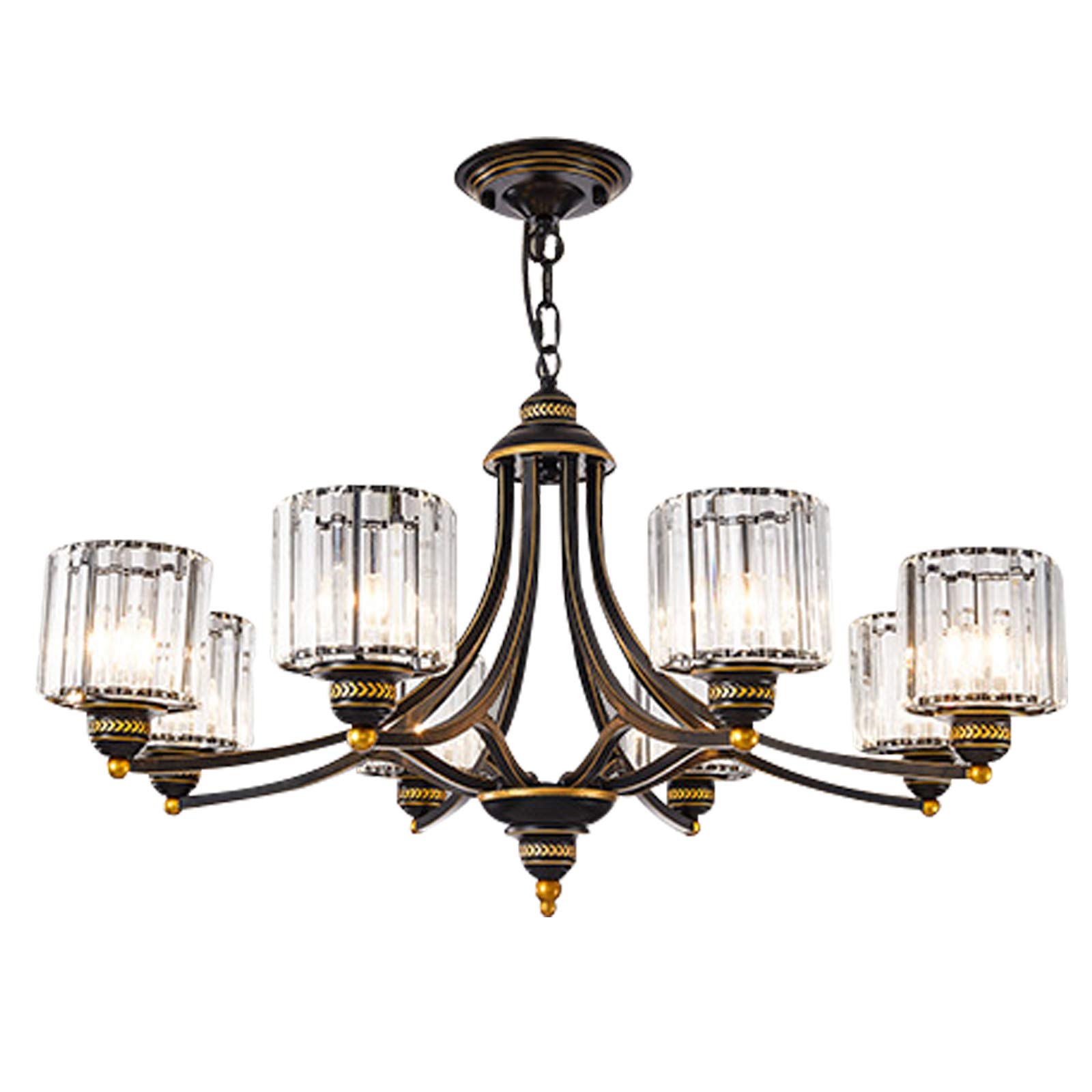 Modern 8-Light Crystal Chandelier - Iron Ceiling Lamp for Bedroom, Living & Dining Rooms