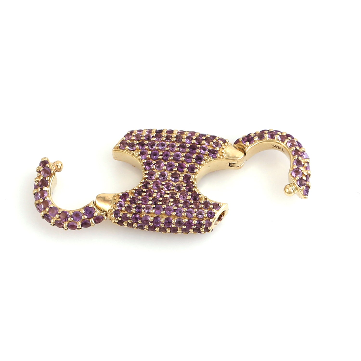 14K Yellow Gold Amethyst February Birthstone Connector Finding for Jewelry Making - Perfect for Necklaces, Bracelets & DIY Unisex Designs