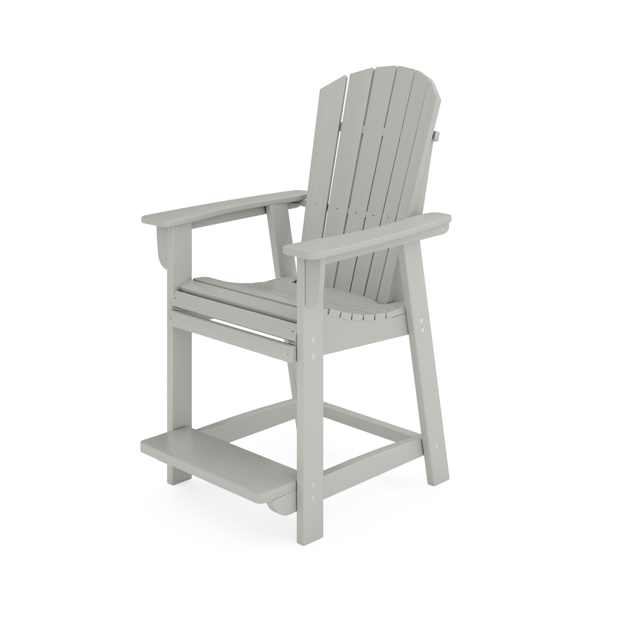 Dark Gray Adirondack Style Counter Height Chair - Durable HDPE Poly Lumber Outdoor Bar Stool for Patio, Deck, Garden & Dining - Weather-Resistant & Comfortable Seating for Backyard, Poolside & Restaurant Use