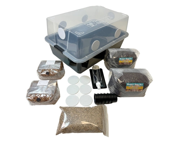 Midwest Grow Kits Complete Large 66 Quart Monotub Bulk Spawn Mushroom Growing Kit with Casing Layer - Perfect for Home Cultivation of Oyster, Shiitake & Medicinal Mushrooms