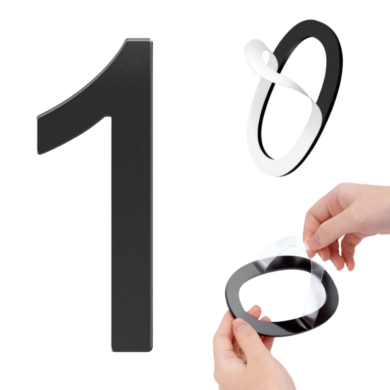 6 Inch Self-Adhesive Acrylic House Numbers - Modern Black Mailbox Address Plaque for Outdoor Use, Perfect for Front Door, Porch, Fence and Garden Decoration