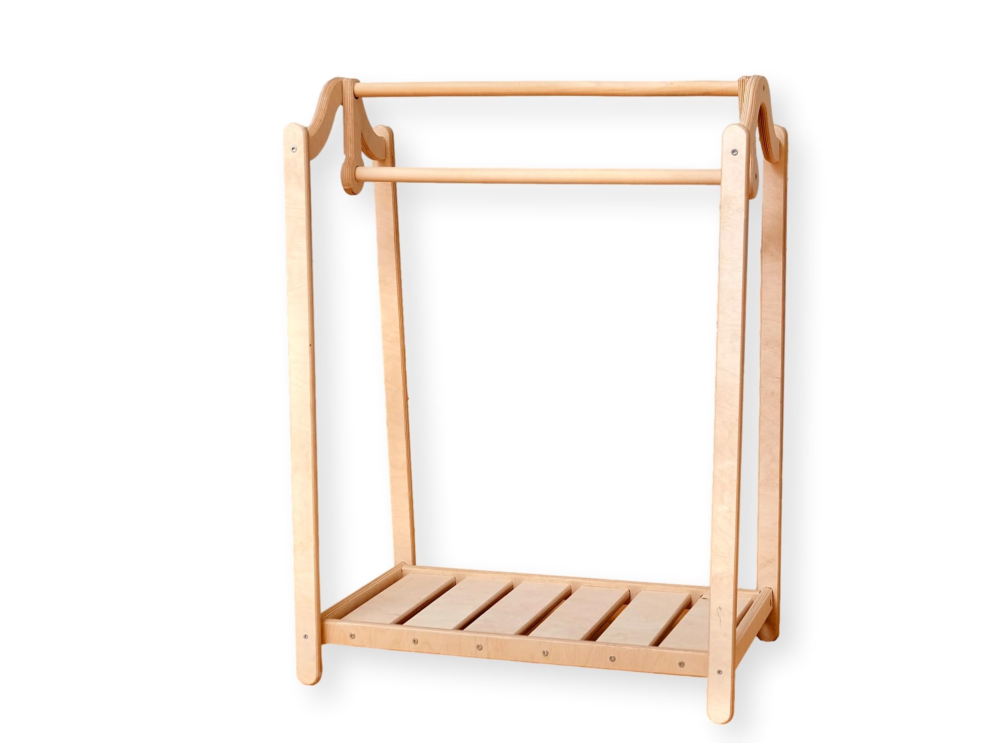 Montessori Kids Clothing Rack & Wardrobe Set - Premium Wooden Toddler Wardrobe with Dress Up Station | Child Room Clothes Organizer & Storage Solution | Perfect for Preschool Playrooms, Daycare Centers & Montessori Classrooms