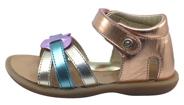 Naturino Ambra Laminato Girls' Open Toe Sandals - Rainbow Metallic Leather Summer Shoes for Toddler & Kids - Perfect for Beach, Pool & Outdoor Play