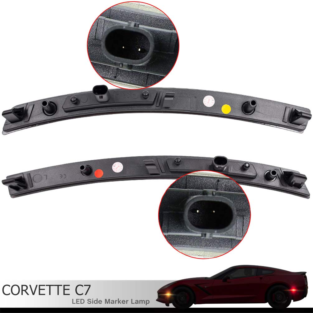 2014-2019 Chevy Corvette C7 LED Side Marker Lights - Clear Lens Amber/Red Front Rear Turn Signal Lamps - OEM Replacement for Enhanced Visibility & Safety - Perfect for Night Driving & Car Shows