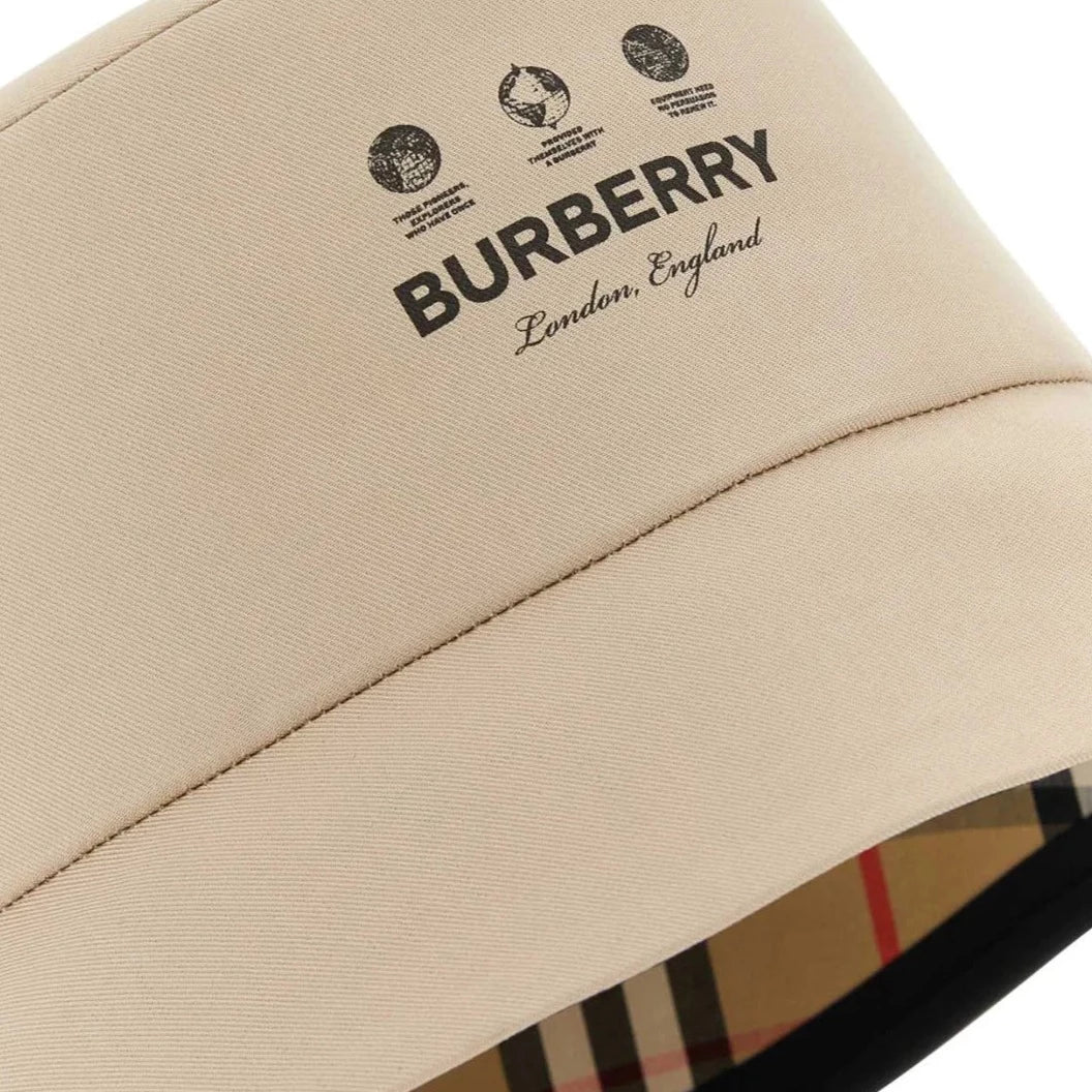 Burberry Logo Bucket Hat for Women & Men - Classic Designer Cotton Sun Hat with Adjustable Strap - Perfect for Beach, Travel & Outdoor Activities