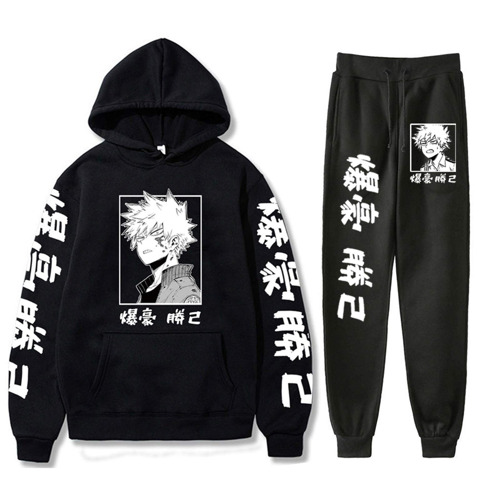 Anime Hoodies and Sweatpants Set for Men & Women - Cosplay Hooded Sweatshirt with Joggers - Casual Streetwear Tracksuit for Anime Lovers, Halloween Costume, and Comic Con Outfits