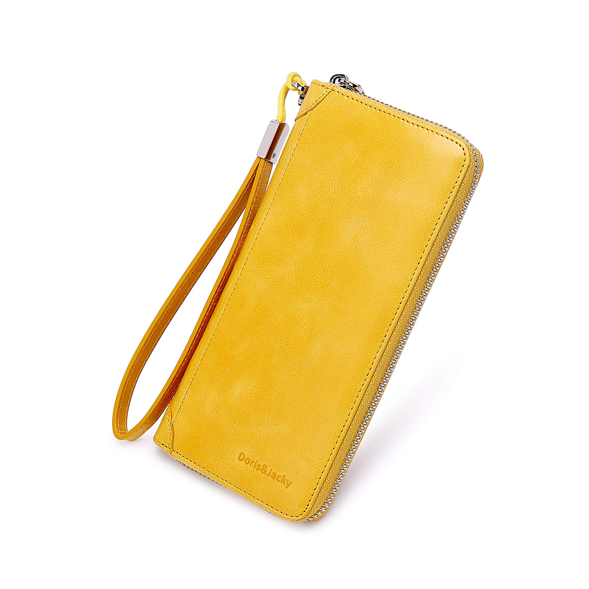 DORIS&JACKY RFID Leather Wallet for Women - Large Capacity Travel Wristlet Bag for Daily Use & Shopping