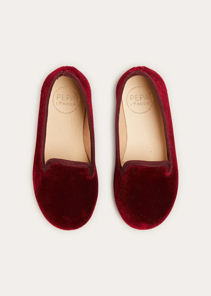 Burgundy Velvet Slippers for Women - Soft & Cozy House Shoes Size 24-34EU - Perfect for Indoor Relaxation, Lounging & Spa Days