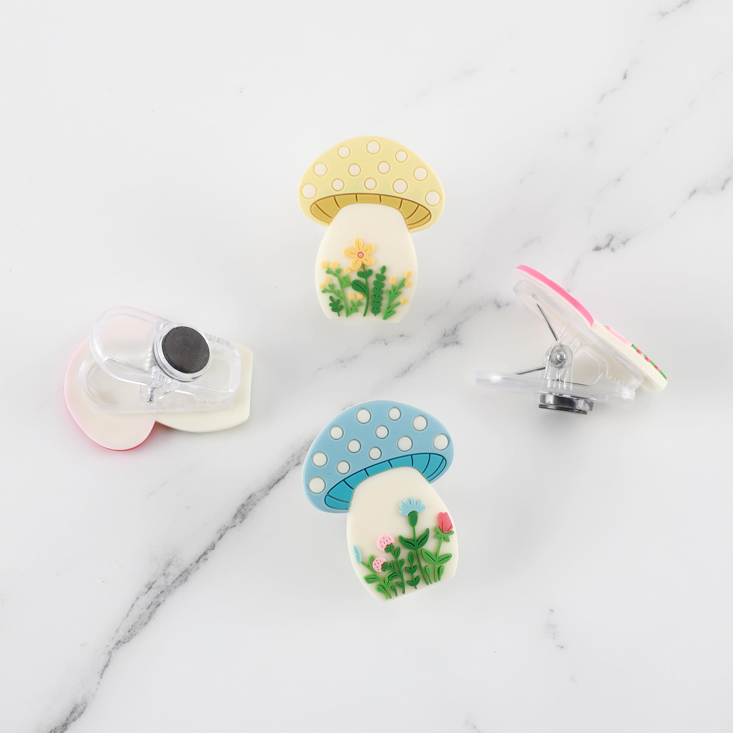 Cute Magnetic Bag Clips for Snacks & Food Storage - 8 Pack Floral Mushroom Design Airtight Sealing Kitchen Clips | Perfect for Chips, Cereal, Frozen Food & Pantry Organization