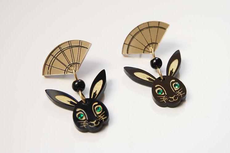 Laliblue Chinese New Year Rabbit Earrings - 2023 Year of the Rabbit Jewelry for Women, Sterling Silver Cute Bunny Stud Earrings - Perfect for Lunar New Year Celebrations, Birthday Gifts & Festive Occasions