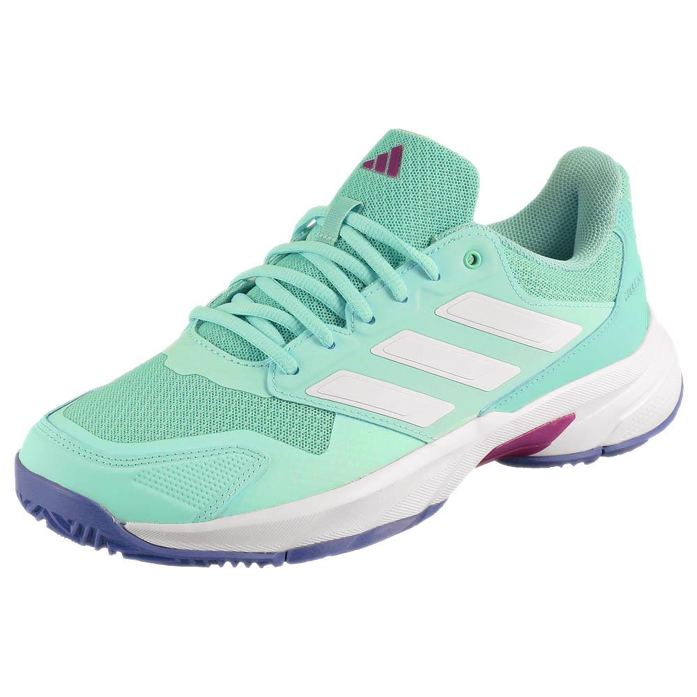 Adidas Women's CourtJam Control 3 Tennis Shoes - Semi Flash Aqua/White - Perfect for Casual Wear & Court Performance