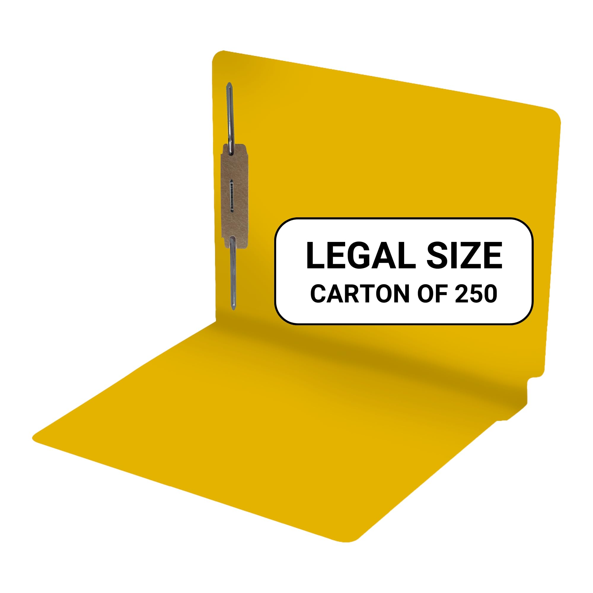 250-Pack Yellow Legal Size File Folders - 14pt Heavy Duty Reinforced End Tab with 2
