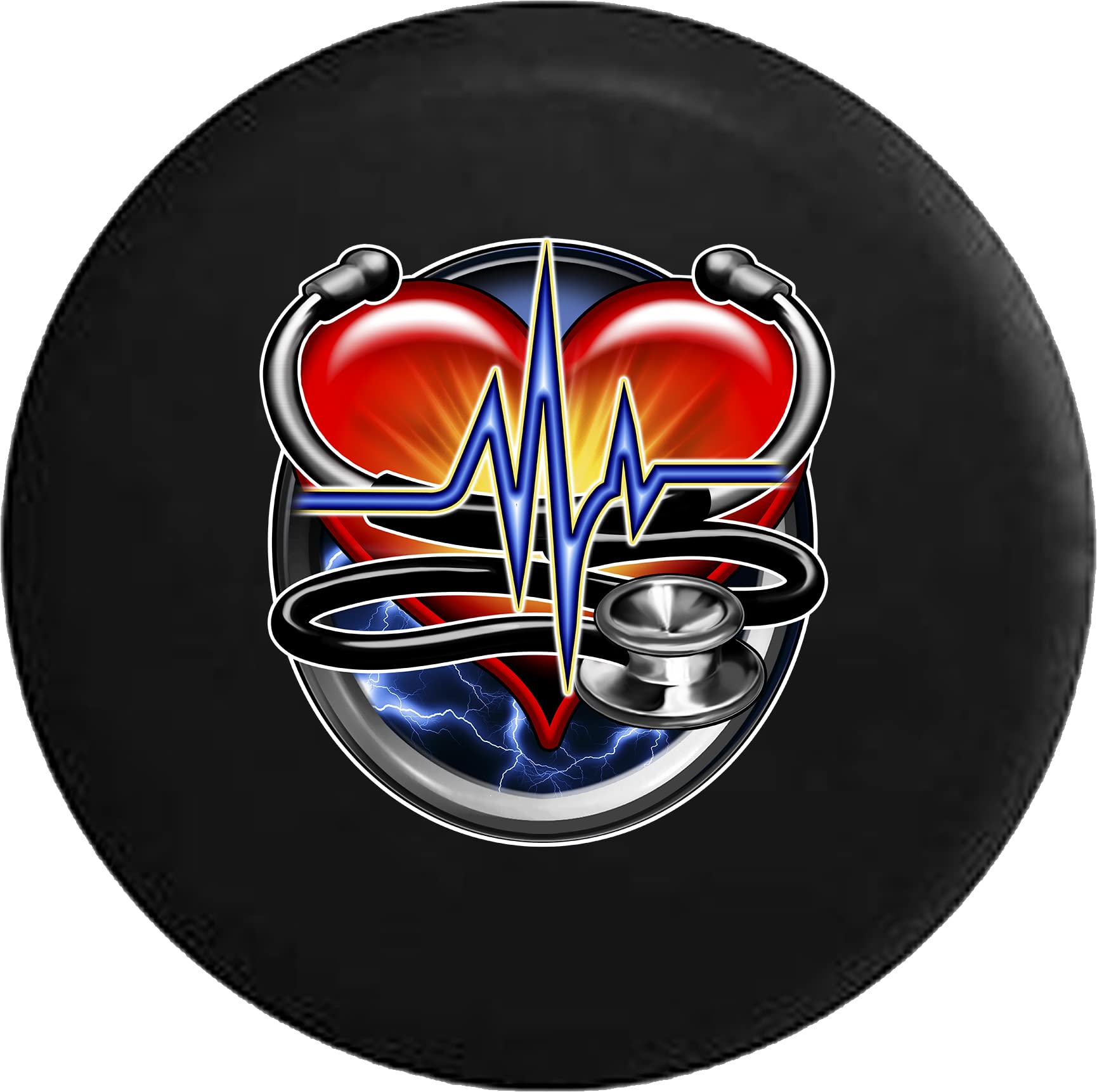 29 Inch Black Spare Tire Cover for Nurse & Doctor - Medical Themed Wheel Protector for RVs, Trucks & SUVs