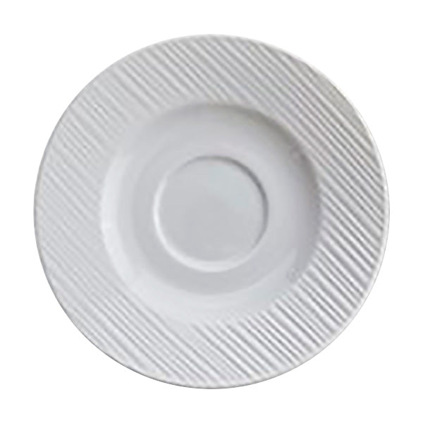 Alani 024482 Embossed Stacking Coffee Cup Saucer, 6 1/4 Inch, Set of 24 - Perfect for Restaurants, Cafes, and Home Coffee Stations