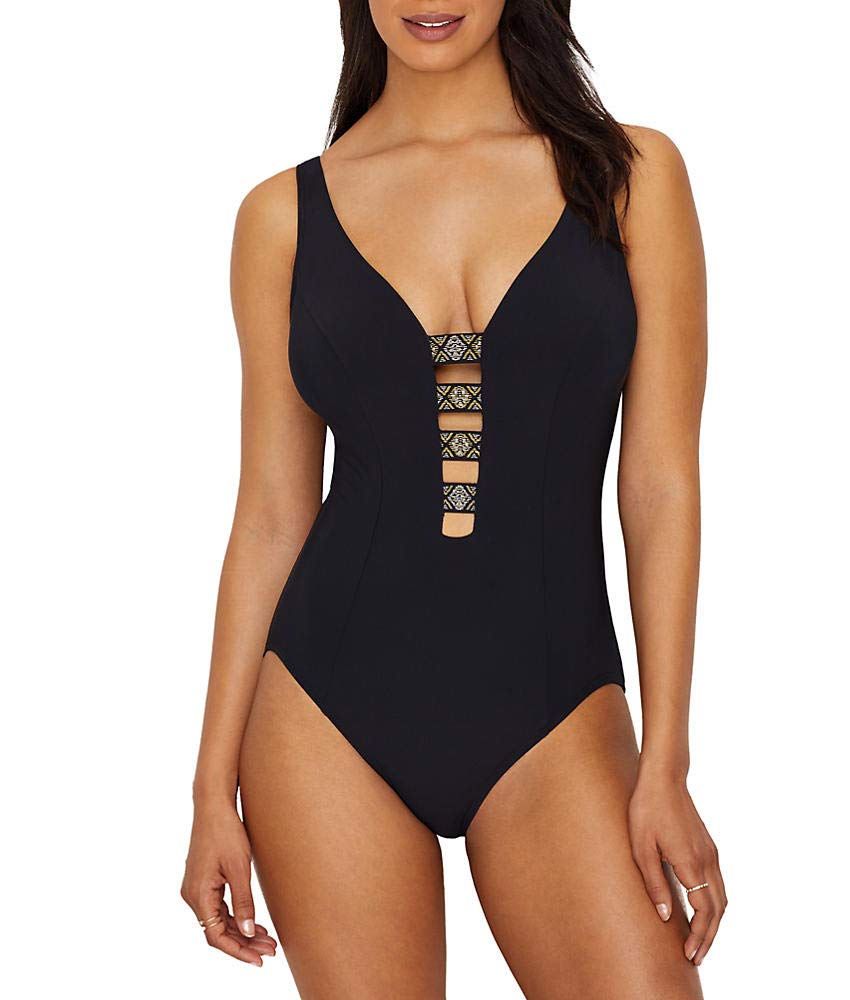 Coco Reef Contours Coastal Edge Trillion Shaping One-Piece Swimsuit - Size 14/38C, Black - Perfect for Beach Vacations, Pool Parties & Summer Getaways