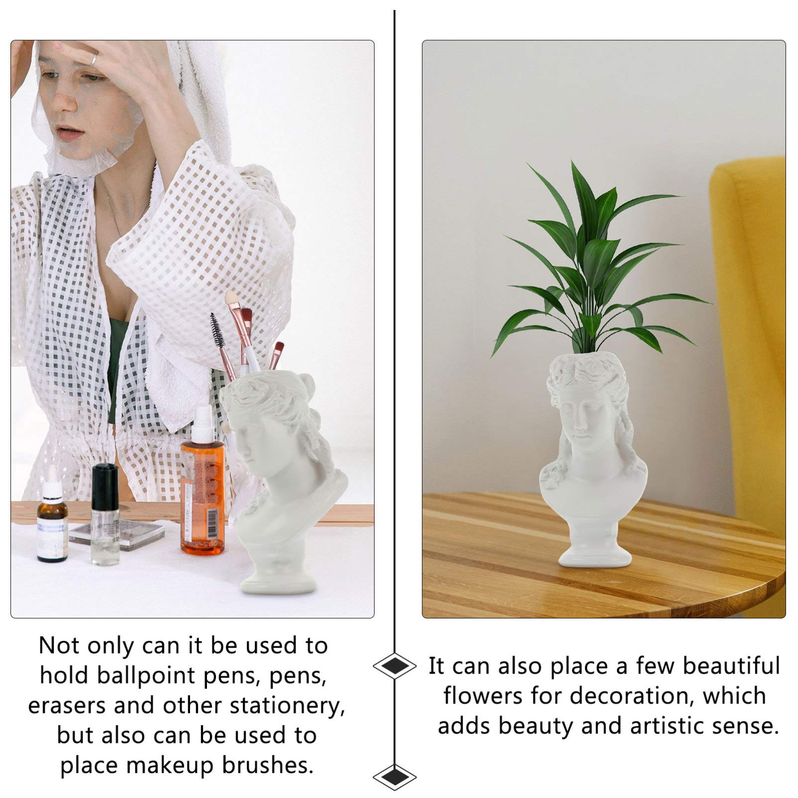 BESPORTBLE White Ceramic Pen Holder - Stylish Makeup Brush Organizer, Flower Vase & Office Desk Decor | Perfect for Home Office, Vanity Table & Gift Giving