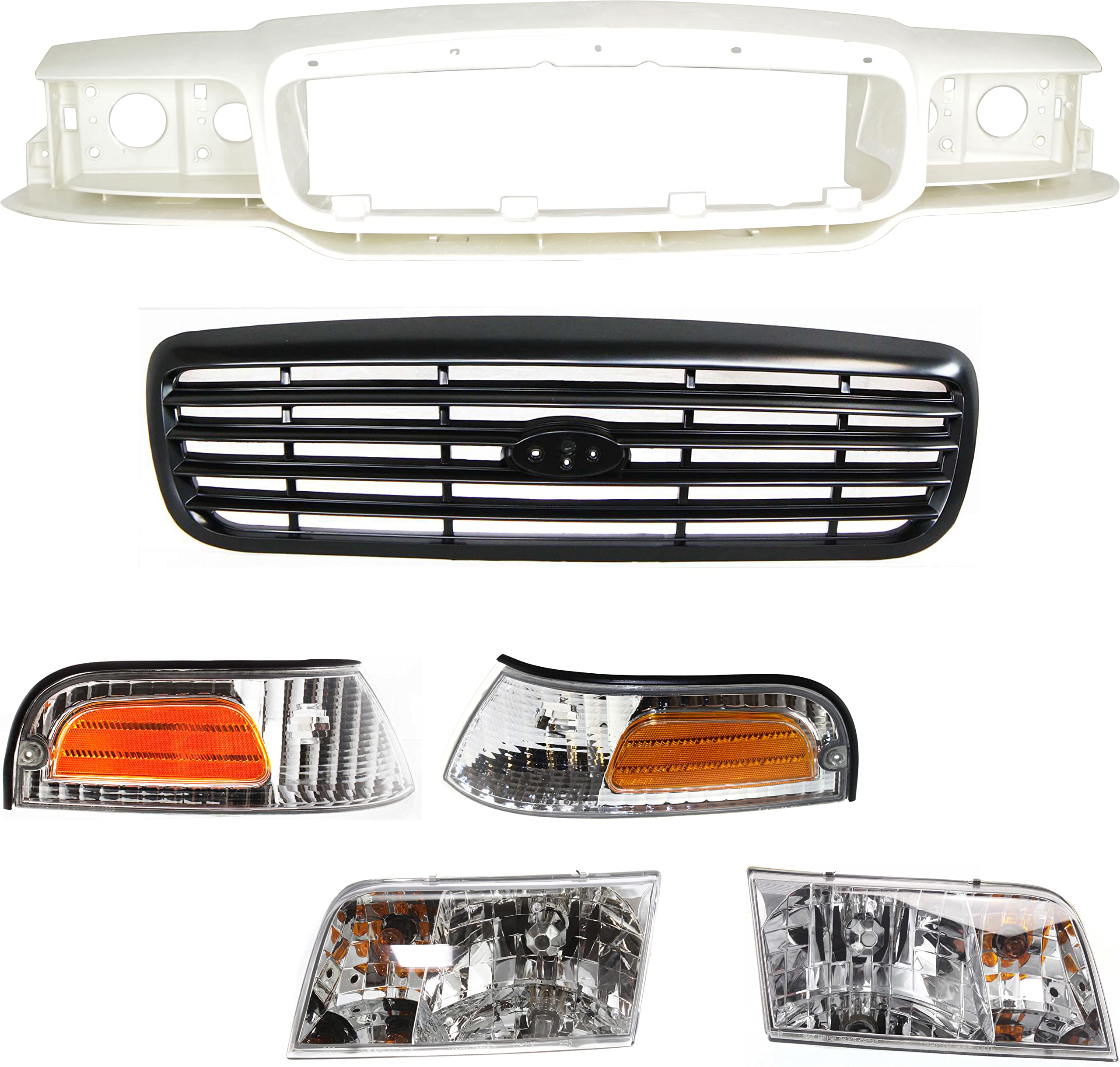 Garage-Pro Header Panel Kit for 1998-2011 Ford Crown Victoria Sedan - Complete Replacement with Headlights, Grille & Corner Lights | Perfect for DIY Auto Repair & Restoration Projects