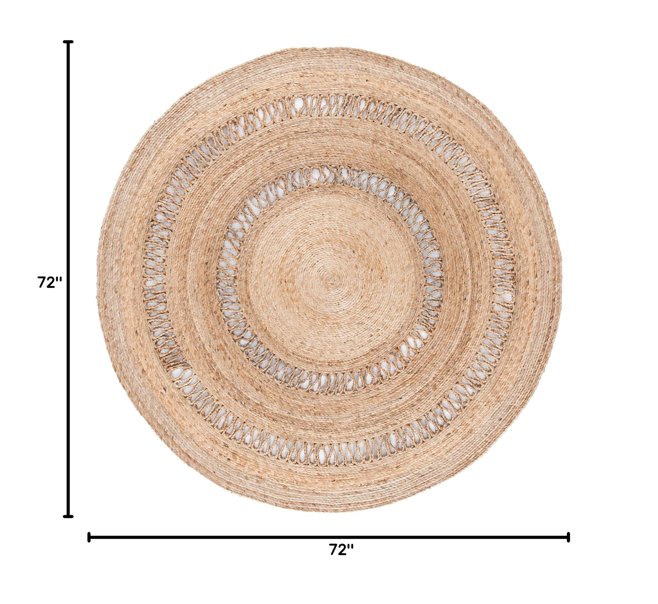 SAFAVIEH Natural Fiber Handmade Jute Area Rug - 6' Round Boho Country Charm, Eco-Friendly Floor Mat for Living Room, Bedroom & High Traffic Areas | Perfect for Farmhouse, Coastal & Bohemian Decor (NFB254A)