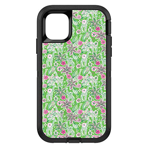 Preppy Pattern - Pink & Green Flowers Floral On Black Case