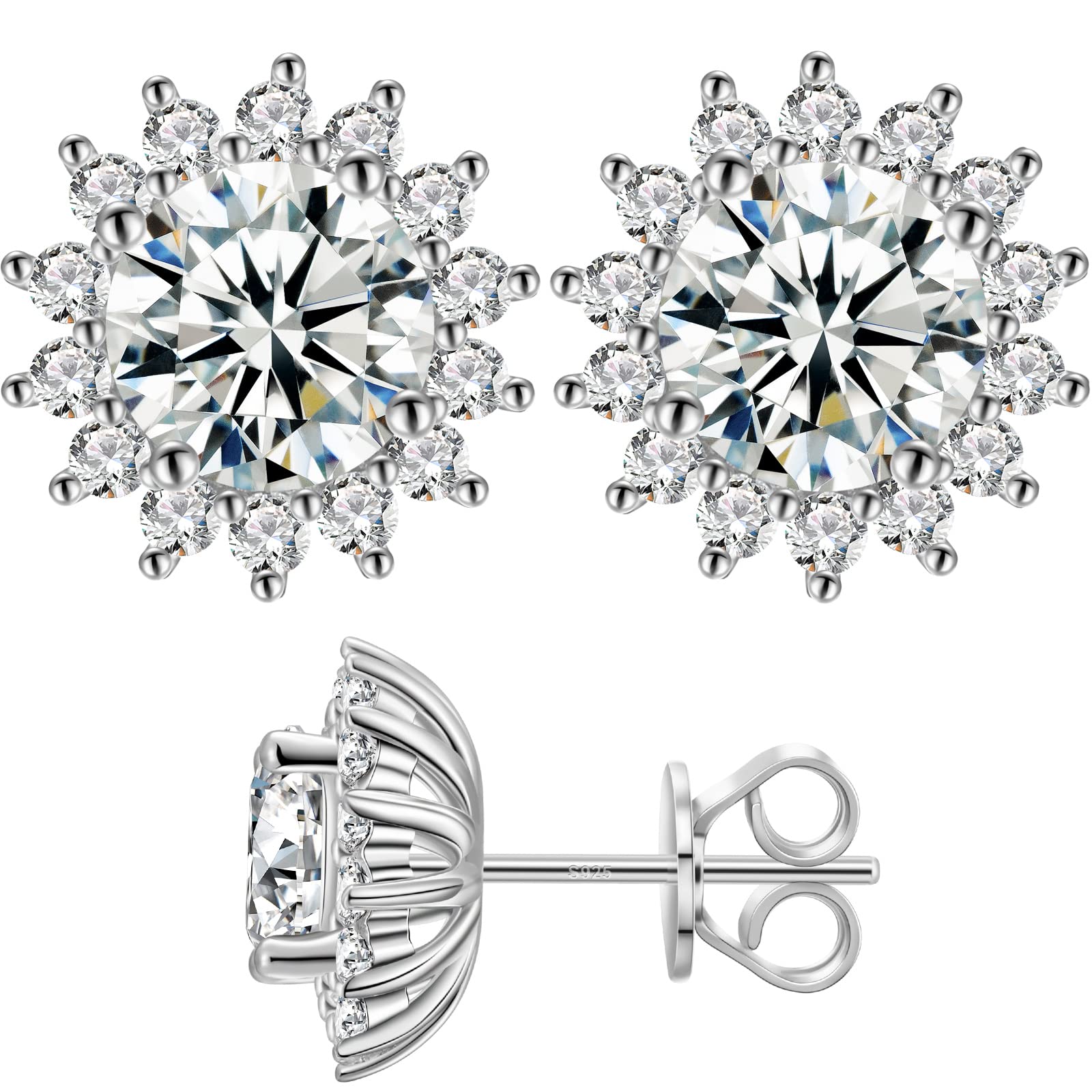 Moissanite Stud Earrings 0.2CT-8.0CT | 18K Yellow Gold Plated | D Color VVS1 Clarity | Round Cut Lab Created Diamond | S925 Sterling Silver Hypoallergenic | Anniversary & Wedding Gifts for Women & Men | Perfect for Everyday Wear, Date Nights & Special Occasions