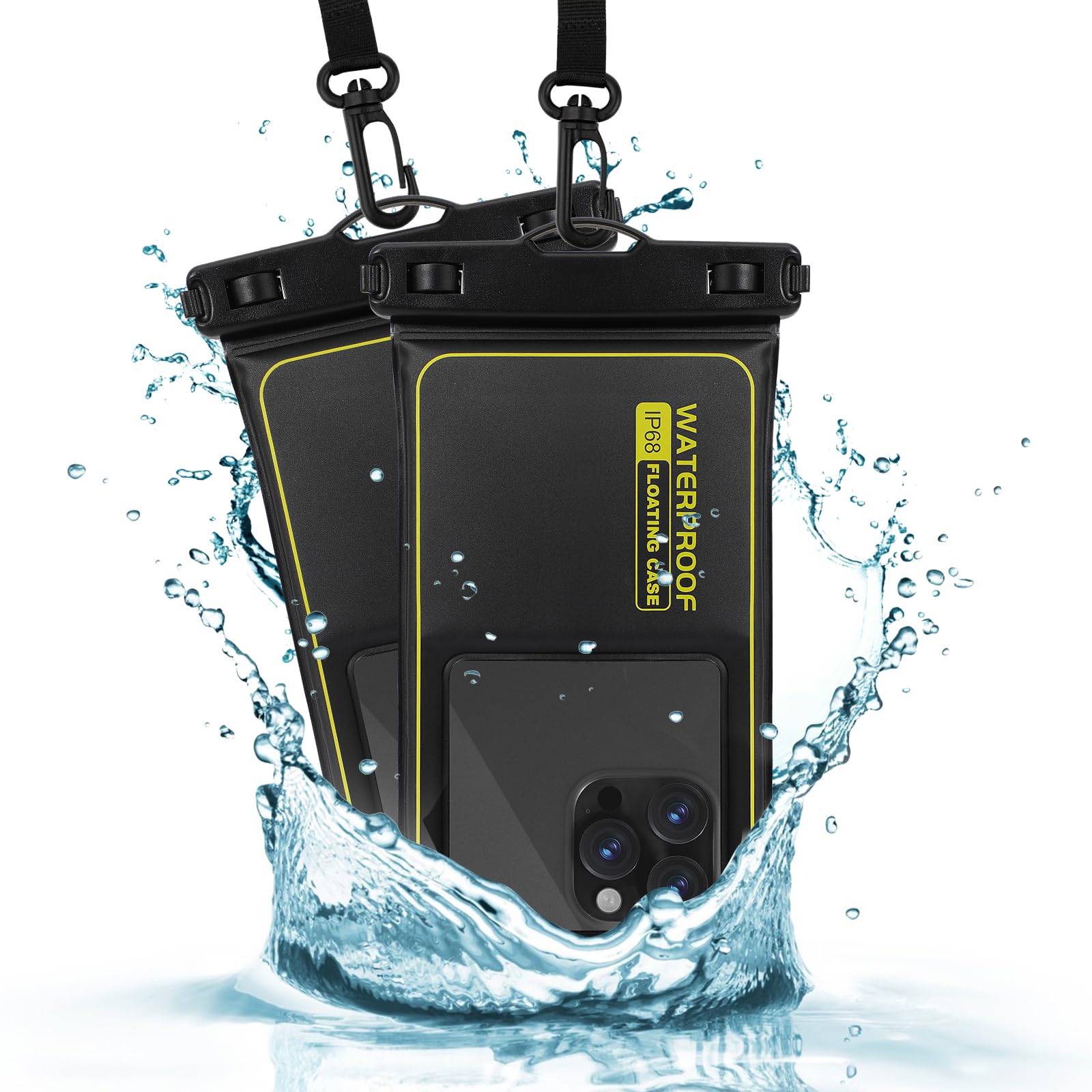 2 Pack Waterproof Phone Pouch IPX8 Floating Dry Bag with Strap, Security Loop & Touch Screen Compatible for iPhone 15 14 13 12 11 Pro Max Samsung S24 S23 - Perfect for Swimming, Beach, Kayaking & Outdoor Activities