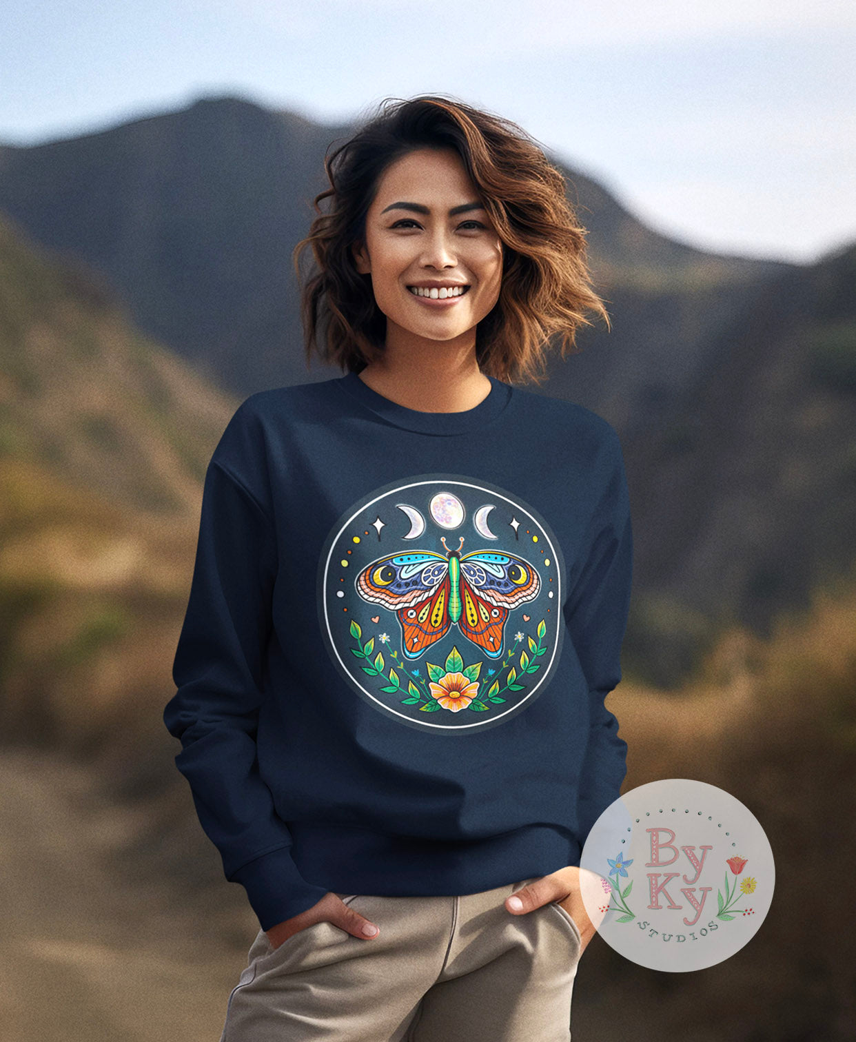 Moon Moth Unisex Heavyweight Crewneck Sweatshirt - Soft Cotton Pullover for Men & Women - Cozy Casual Wear for Fall & Winter