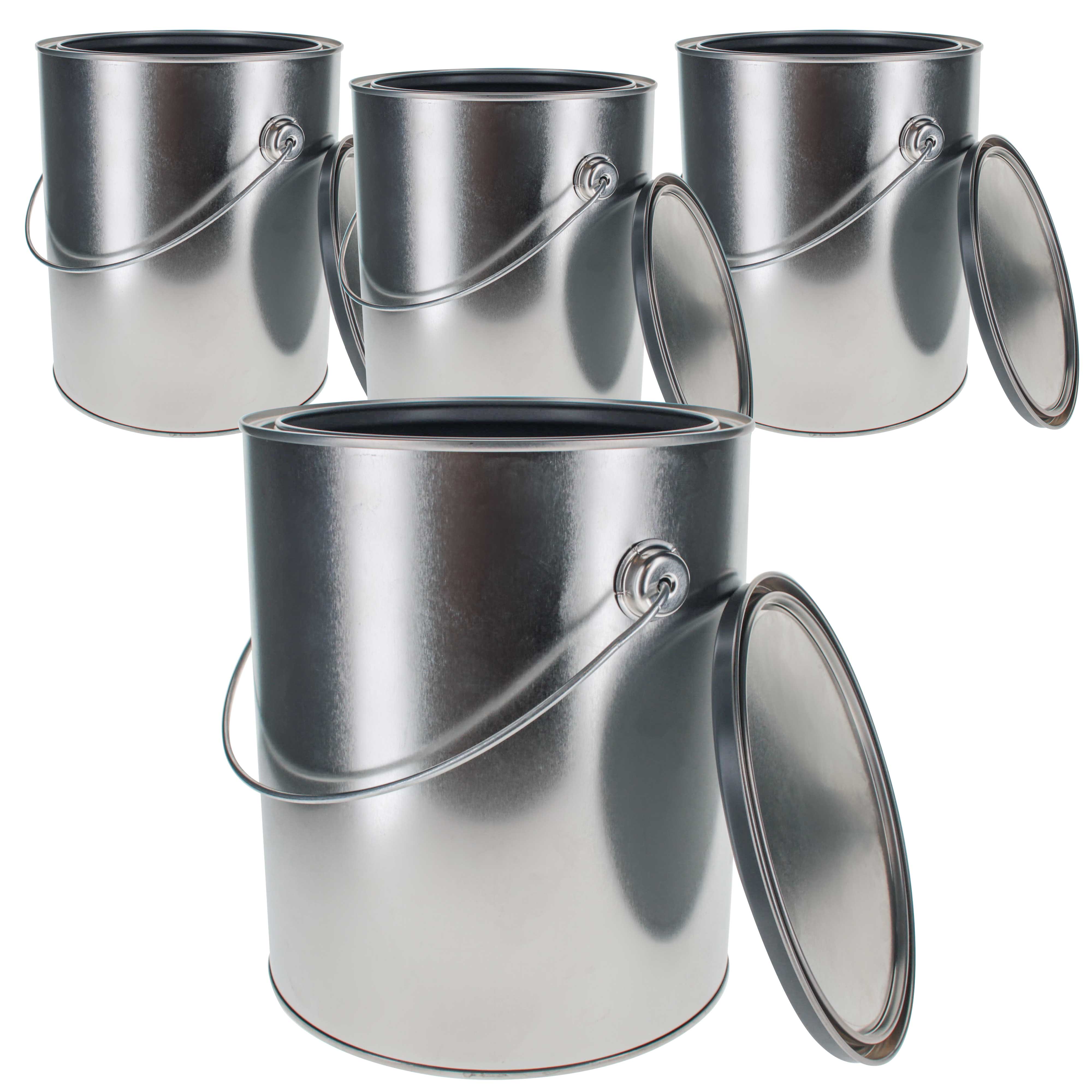 1 Gallon Empty Metal Paint Can with Lid & Bail Handle - 4 Pack, Triple Tight Seal Steel Coating Storage Container (128 fl oz) - Ideal for Storing Leftover Water-Based Paint, Auto Paint, or DIY Projects