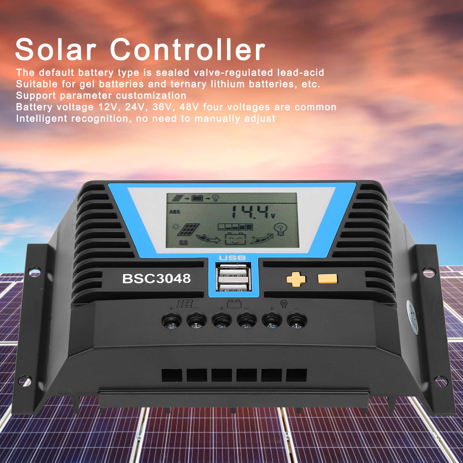Best Solar Charge Controller 12V/24V/36V/48V - Intelligent MPPT Energy Regulator for Lead Acid/Lithium Batteries - Perfect for RV, Boat, Off-Grid & Home Solar Systems